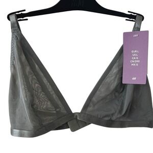 H&M Gray Sheer Bra‎ Bralette Large NWT